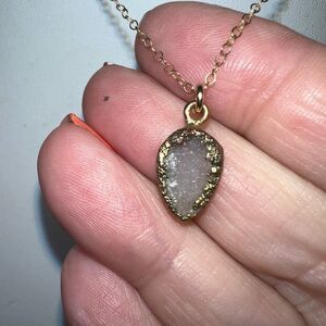 Love Poppy Delicate Druzy Gold Tone Necklace